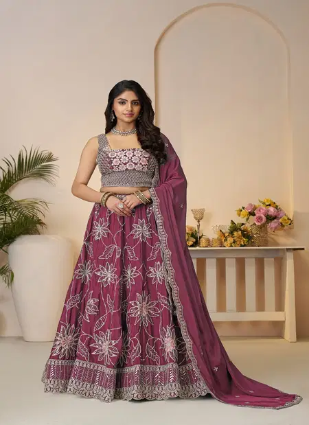 Kf 28 Pink Satin Silk Sequin Work Bridal Lehenga Best Wholesale Shop In Surat